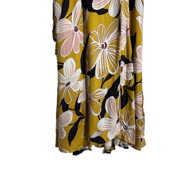 Slate & Willow Mod Daisy Floral Print Flutter Sleeve Wrap Midi Dress Size S - Picture 6 of 13